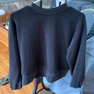 Black Cropped Crewneck, XS